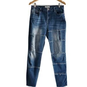 Banjara High Rise Patchwork Raw Hem Jeans Size 10